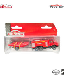 Majorette Trailer Benz Zetros Pompieri & Rubber Boat Red - Mainan Anak