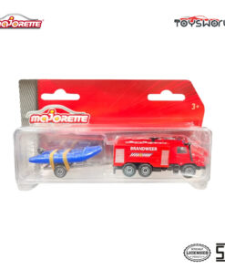 Majorette Trailer Benz Zetros Brandweer & Rubber Boat Blue - Mainan Anak