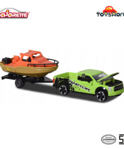 Majorette Trailer Ford Raptor Green & Speed Boat - Mainan Anak